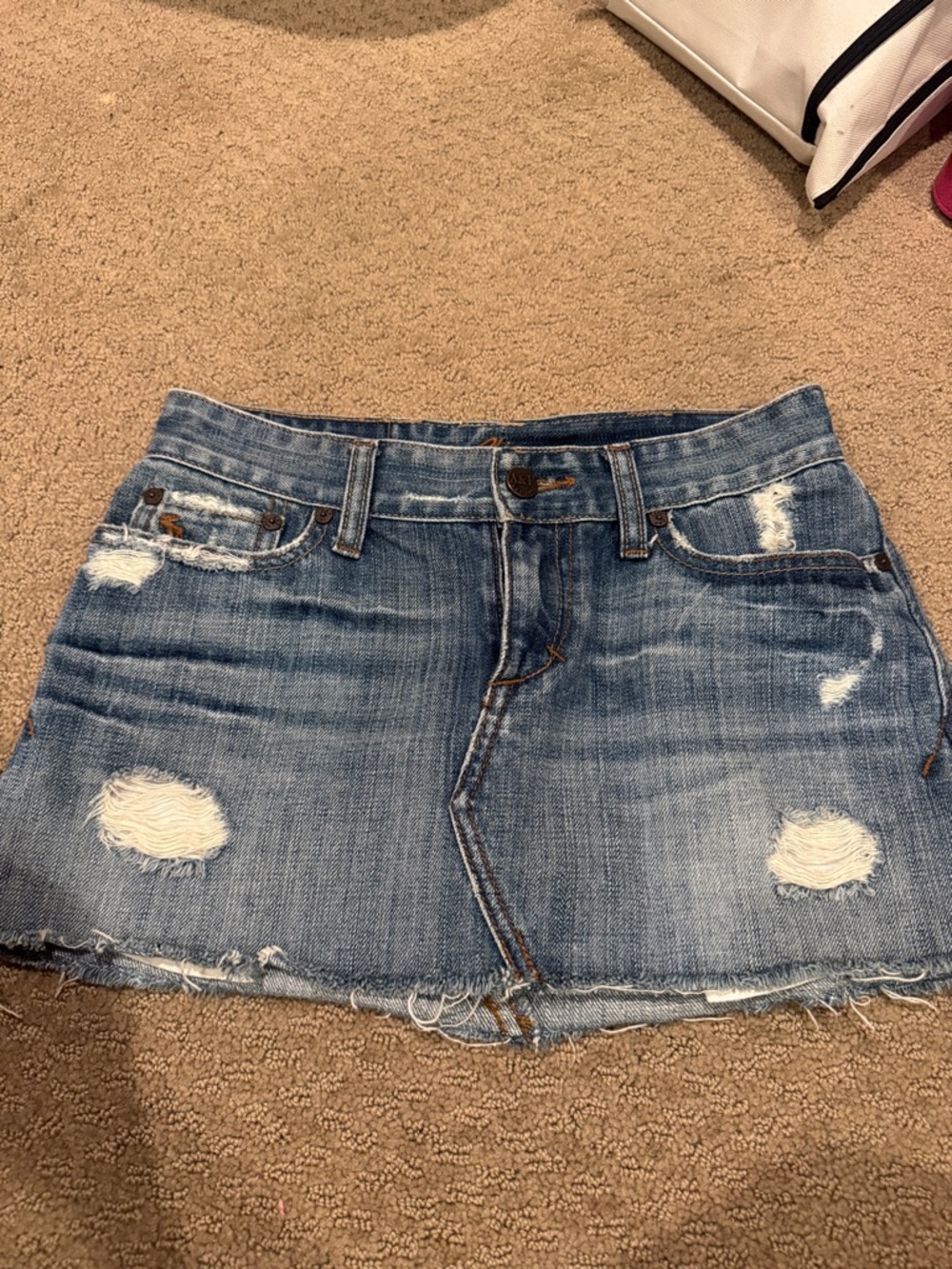 Abercrombie & Fitch Light Blue Distressed Denim Mini Skirt